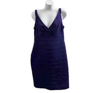 Cache Royal Blue Sheath Mini Dress Plunge criss cross Neckline size 10